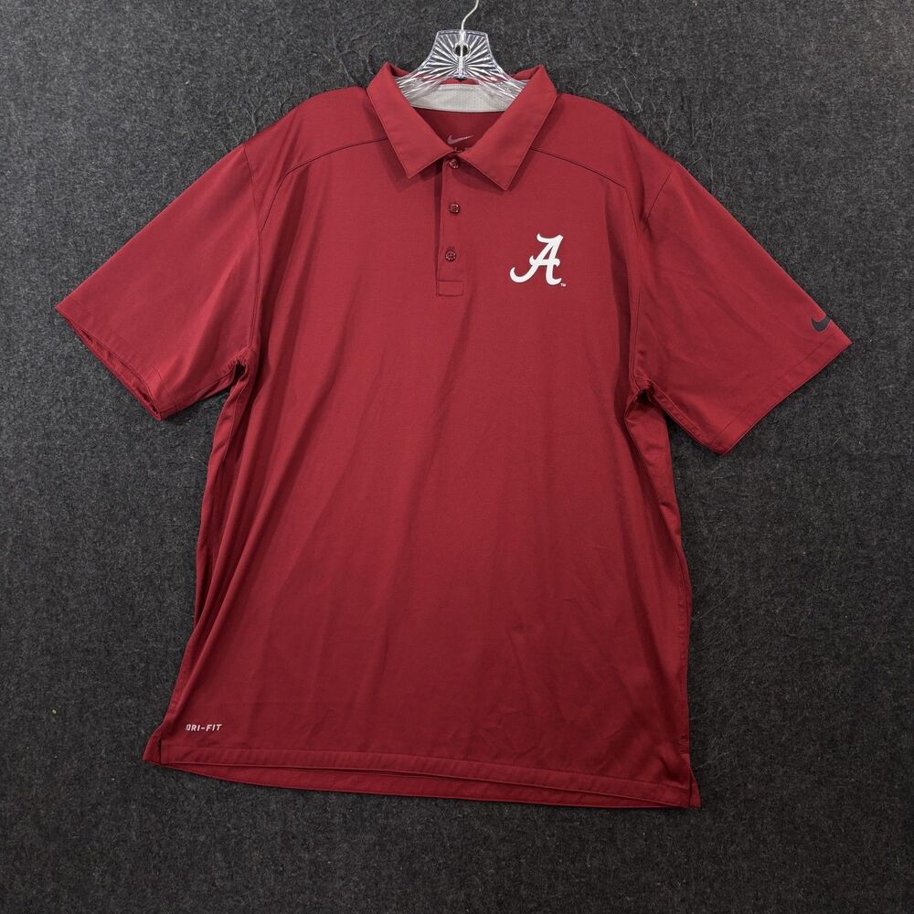 Alabama Crimson Tide Polo Shirt Men's Large Red Nike Dri-FIT Football Bama